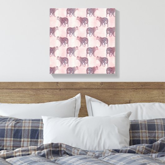 Modernes rosa Leopard-Tiermuster Leinwanddruck (Insitu (Schlafzimmer))