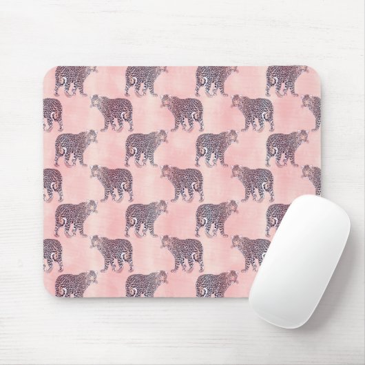Modernes rosa Leopard-Tiermuster Mousepad (Mit Mouse)