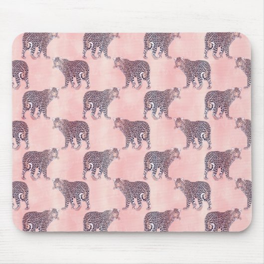 Modernes rosa Leopard-Tiermuster Mousepad (Vorne)
