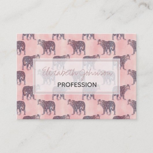 Modernes rosa Leopard-Tiermuster Visitenkarte (Vorderseite)
