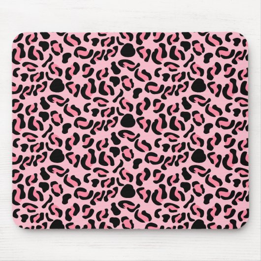 Modernes rosa Leopardenmuster Tier Mousepad (Vorne)