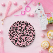 Modernes rosa Leopardenmuster Tier Pappteller (Party)