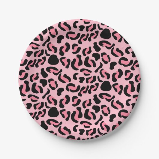 Modernes rosa Leopardenmuster Tier Pappteller (Vorderseite)
