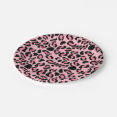 Modernes rosa Leopardenmuster Tier Pappteller (Schrägansicht)