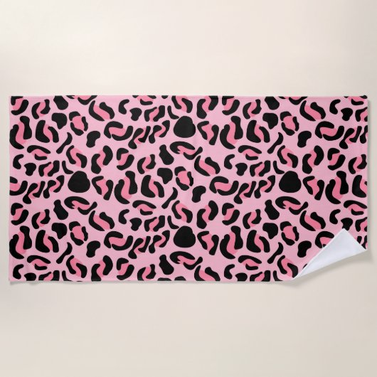 Modernes rosa Leopardenmuster Tier Strandtuch (Vorderseite)