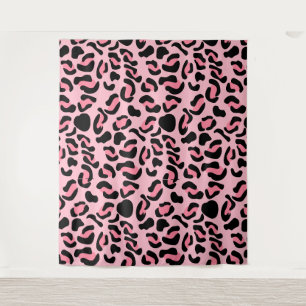 Modernes rosa Leopardenmuster Tier Wandteppich
