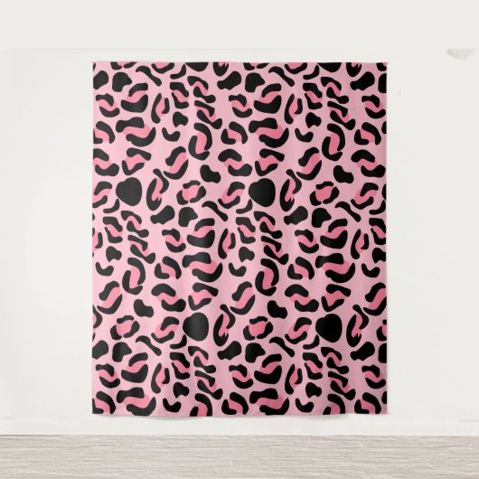Modernes rosa Leopardenmuster Tier Wandteppich (Vorderseite)