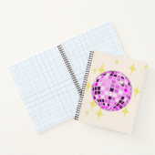 Modernes, rosa Lila Retro Diskothek Ball Beige Notizblock (Innenseite)