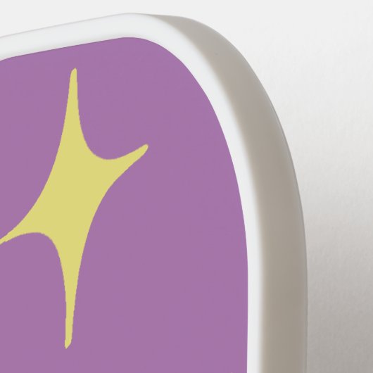 Modernes, rosa Lila Retro Diskothek Ball Beige Pickleball Schläger (Linke Seite)