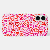 Modernes Rosa Lila Romantische Liebe Herzmuster Case-Mate iPhone Hülle (Rückseite (Horizontal))