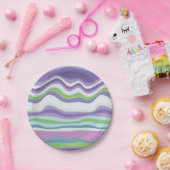 Modernes rosa Lila Wavy-Muster Pappteller (Party)