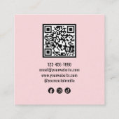 Modernes rosa Logo QR-Code Quadratische Visitenkarte (Rückseite)