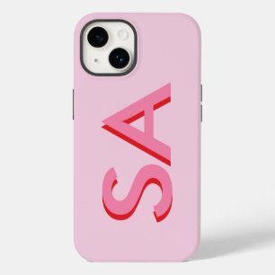 Modernes rosa Mädchen-Anfangsmonogramm minimal iPhone 14 Hülle