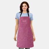 Modernes rosa Magenta Backtools Line Muster Schürze (Getragen)