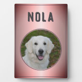 Modernes rosa Metallisches Foto für Hunde Fotoplatte (Vorderseite)