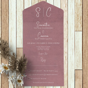 Modernes Rosa Minimal Monogram Dinner All In One Einladung