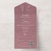 Modernes Rosa Minimal Monogramm QR-Code All In One Einladung (Innen Boden)