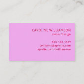 Modernes Rosa Minimalistisch kreatives Beruflich Visitenkarte (Rückseite)