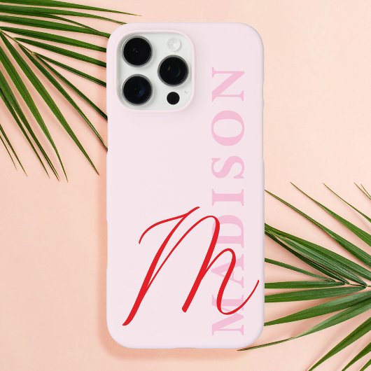 Modernes rosa Minimalistisches Anfangsmonogramm Case-Mate iPhone Hülle
