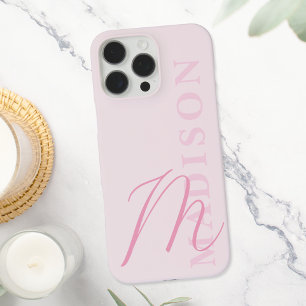 Modernes rosa Minimalistisches Anfangsmonogramm iPhone 16 Pro Max Hülle