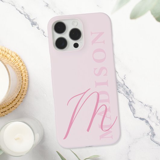 Modernes rosa Minimalistisches Anfangsmonogramm Case-Mate iPhone Hülle