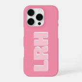 Modernes rosa minimalistisches vertikales Monogram iPhone Hülle (Rückseite)