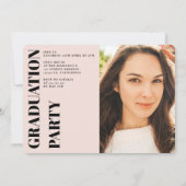 Modernes Rosa mit 3 Fotos Abschluss Einladung (Rückseite)
