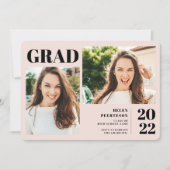 Modernes Rosa mit 3 Fotos Abschluss Einladung (Vorderseite)