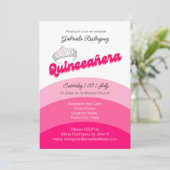 Modernes Rosa mit Diamond Tiara Quinceanera Einladung (Stehend Vorderseite)
