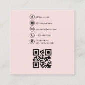 Modernes Rosa mit QR-Code Social Media Quadratische Visitenkarte (Rückseite)
