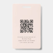 Modernes rosa Mitarbeiter Geschäft Logo QR-Code Fo Ausweis (Rückseite)
