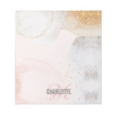 Modernes, rosa Monogramm Name abstrakt Notizblock (Vorderseite)