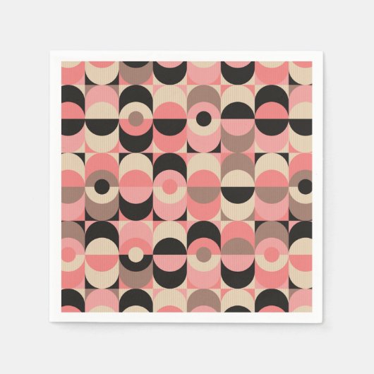 Modernes rosa Muster Mitte des Jahrhunderts Serviette (Vorderseite)