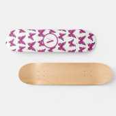 Modernes rosa Niedliches Schmetterlingsmuster Skateboard (Horizontal)