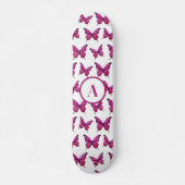 Modernes rosa Niedliches Schmetterlingsmuster Skateboard (Vorne)