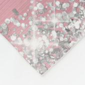 Modernes rosa Ombre Foil Silver Glitzer Monogram Fleecedecke (Ecke)