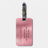 Modernes rosa Ombre Foil Silver Glitzer Monogram Gepäckanhänger (Rückseite vertikal)