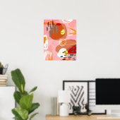 Modernes Rosa Orange Blau Abstrakt Art 16x20 Poster (Heimbüro)