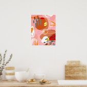 Modernes Rosa Orange Blau Abstrakt Art 16x20 Poster (Küche)