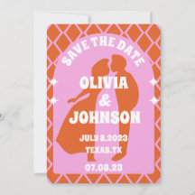 Modernes rosa Orange Retro Boho Arch Bold Date