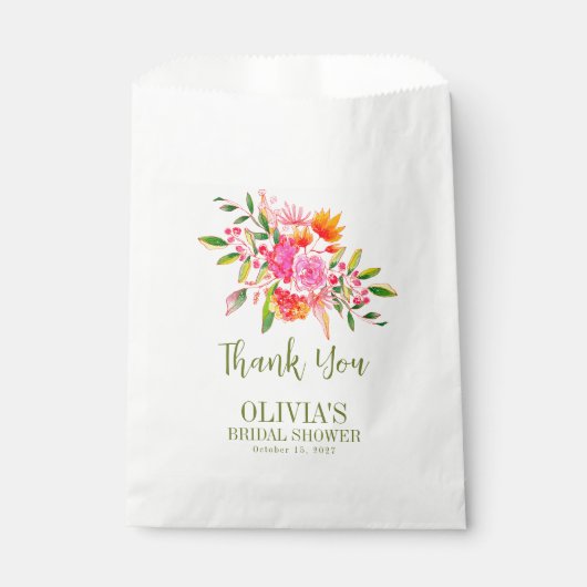 Modernes rosa orangefarbenes Brautparty Geschenktütchen (Vorderseite)