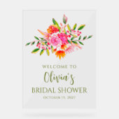 Modernes rosa orangefarbenes Brautparty Willkommen Acrylschild (Vorderseite)