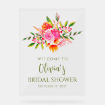 Modernes rosa orangefarbenes Brautparty Willkommen