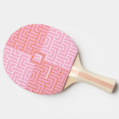 Modernes rosa Orangenmuster Monogramm Tischtennis Schläger (Seitenansicht)
