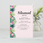 Modernes Rosa Party für die Altersversorgung in tr Einladung (Stehend Vorderseite)