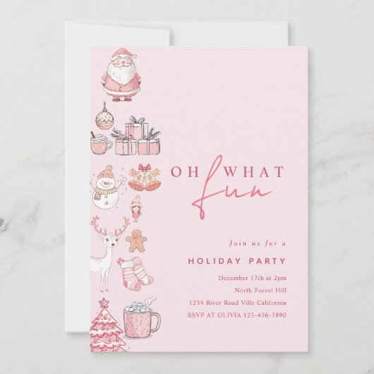 Modernes Rosa Party für Weihnachten Einladung (Vorderseite)