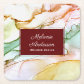 Modernes, rosa pastellfarbenes Design Rechteckiger Pappuntersetzer (Vorderseite)