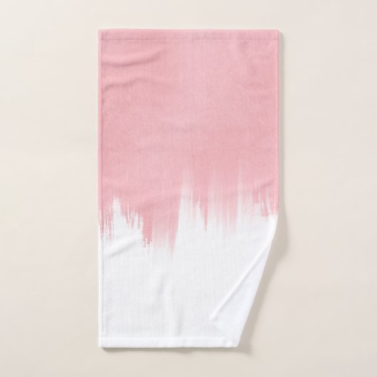 Modernes Rosa Pinselstriche in weißem Design Badhandtuch Set (Handtuch)