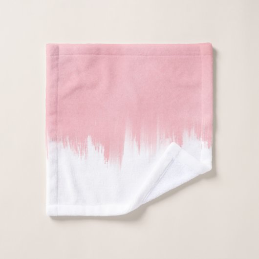 Modernes Rosa Pinselstriche in weißem Design Badhandtuch Set (Waschlappen)