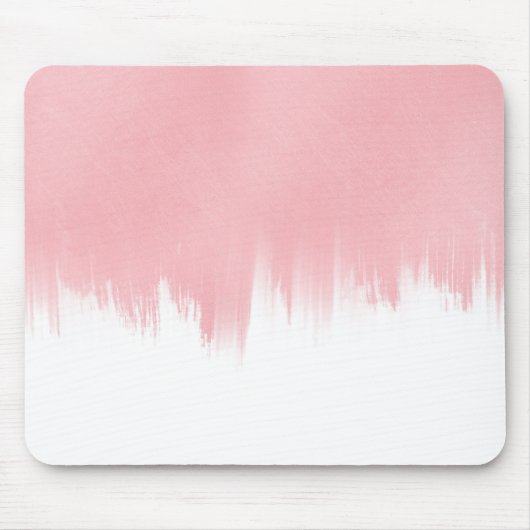 Modernes Rosa Pinselstriche in weißem Design Mousepad (Vorne)
